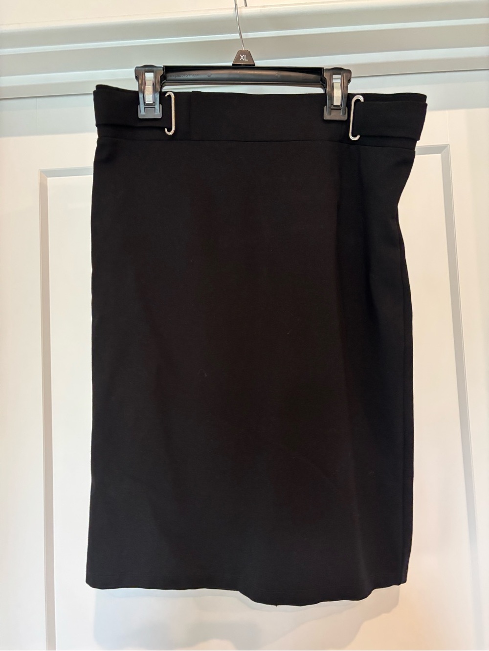 Classic Black Pencil Skirt with Waistband Detailing